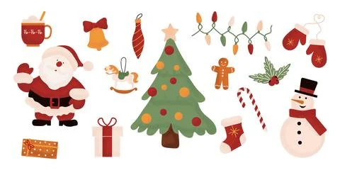Set of holiday Christmas design elements. Collection of beautiful decorativ.. Illustrazione stock