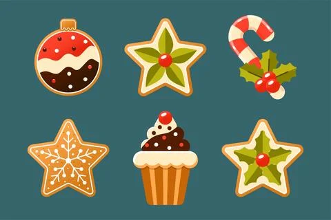 Set of Holiday gingerbread cookie イラスト素材