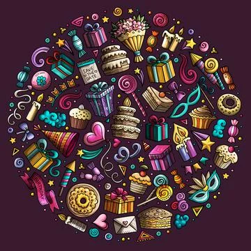 Set of Holidays cartoon doodle objects Illustrazione stock