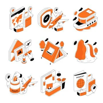 Set of Holidays Isometric Illustrations Stock Illustration