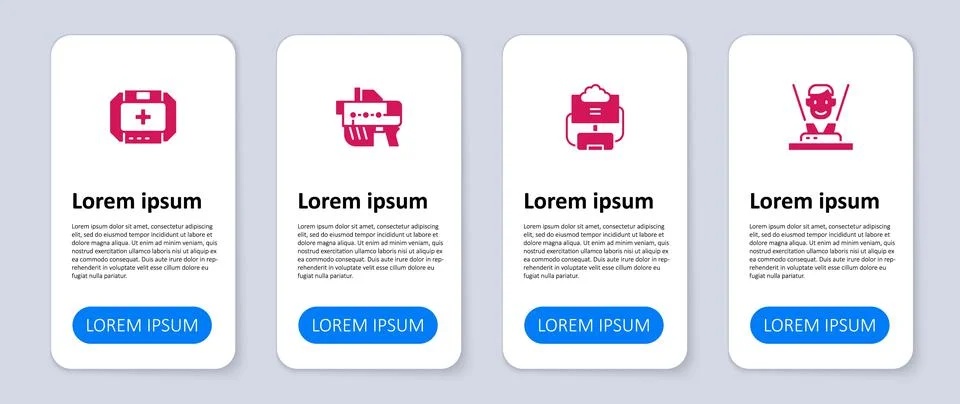 Set Hologram, Cloud database, Futuristic weapon and First aid kit. Business Illustrazione stock