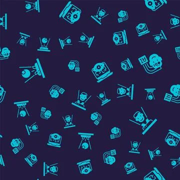 Set Hologram, Humanoid robot, Computer vision and on seamless pattern. Vector Ilustración de archivo