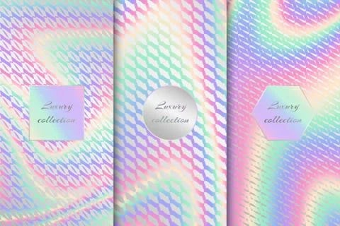 Set with holographic backgrounds Stock Illustration