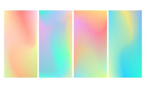 Set of Holograpic Gradient Aurora Vibes Backgound Stock Illustration
