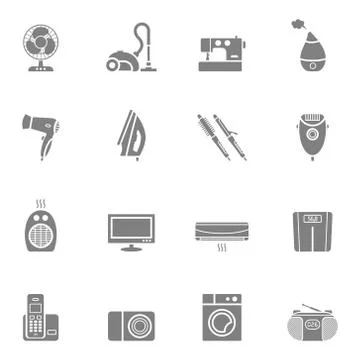 Set of home appliances and electronics icons Stock Illustration