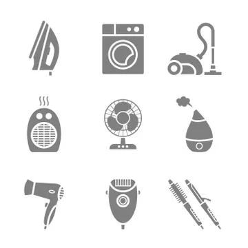Set of home appliances and electronics icons Stock Illustration