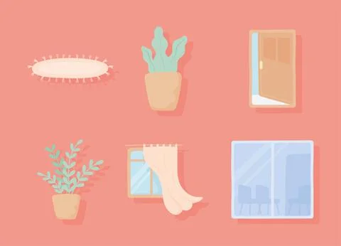 Set of home decoration Stock Illustration