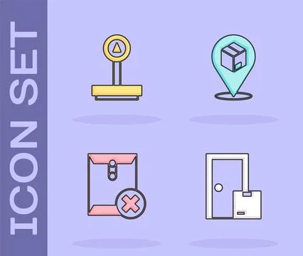 Set Home delivery services, Scale, Delete envelope and Location with cardboard 스톡 일러스트