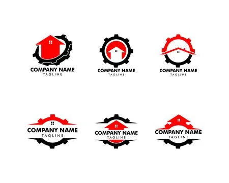 Set of Home Gear Logo Design Template Inspiration Stock Illustration