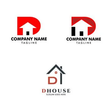 Set of Home Initial Letter D Logo Design Stock Illustration