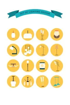 Set of home lighting isolated elements Stock Illustration