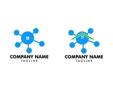 Set of Home Molecule Icon Logo Design Element Stock Illustration