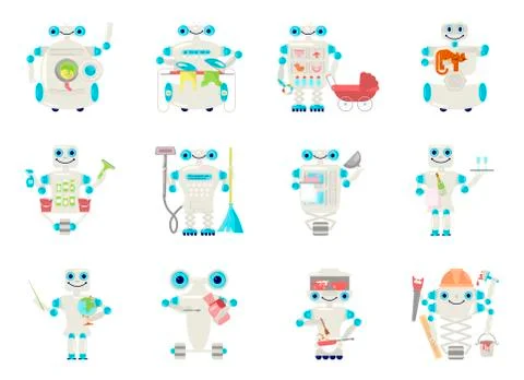 Set of home robot Illustrazione stock