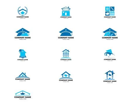 Set of Home Schooling Logo Vector Template Stock-Illustration