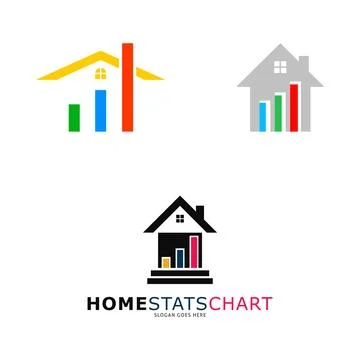 Set of Home Statistics Chart Icon Vector Logo Template Illustration Design Stock Illustration