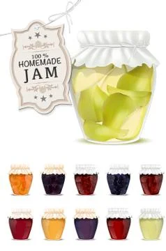 Set of homemade jam in jars Stock Illustration