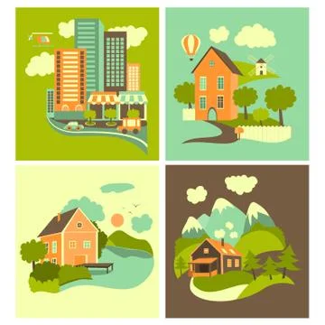 Set of homes Stock Illustration