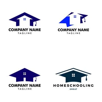Set of Homeschooling Icon Logo Design Template Stock Illustration
