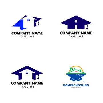 Set of Homeschooling Icon Vector Logo Template Illustration Design Stock Illustration