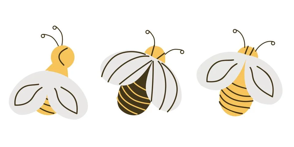 Set of honey bee - vector illustration in cartoon Stock Illustration