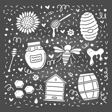 Set of honey doodles. Stock Illustration