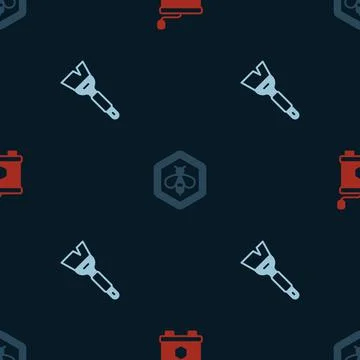 Set Honey extractor, Bee and honeycomb and Beekeeping brush on seamless pattern Stock Illustration