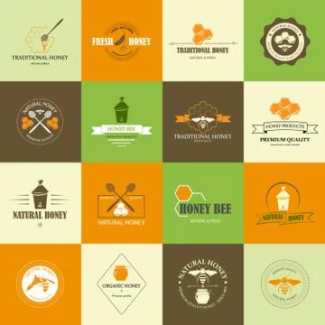 Set of honey labels イラスト素材