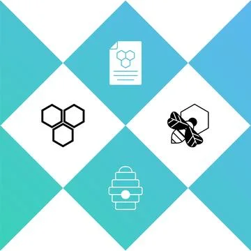 Set Honeycomb, Hive for bees, and Bee and honeycomb icon. Vector Stock Illustration