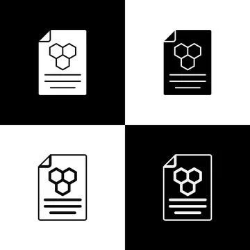 Set Honeycomb icon isolated on black and white background. Honey cells symbol Ilustração Stock
