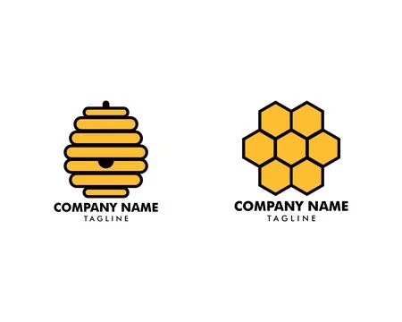 Set of Honeycomb Logo Template Design Vector Stock Illustration