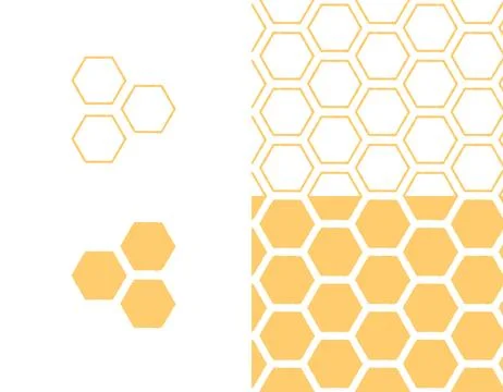 Set of honeycomb seamless pattern, abstract line drawing. Seamless texture .. Stock Illustration