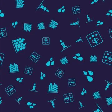 Set Honeycomb, Type of bee, Burning candle and Drops honey on seamless pattern Stock Illustration