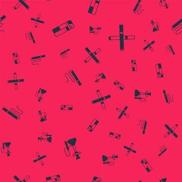 Set Hookah, Lighter, Cigarette and on seamless pattern. Vector Stock Illustration