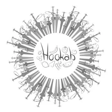 Set of hookahs circle vector Stock Illustration
