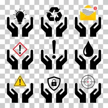 Set of Hope icon, human hand with empty symbol, help graphic design, vector i Stock Illustration