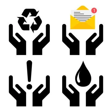 Set of Hope icon, human hand with empty symbol, help graphic design, vector i Stock Illustration