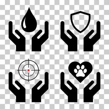 Set of Hope icon, human hand with empty symbol, help graphic design, vector i Stock Illustration