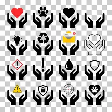 Set of Hope icon, human hand with empty symbol, help graphic design, vector i Stock Illustration