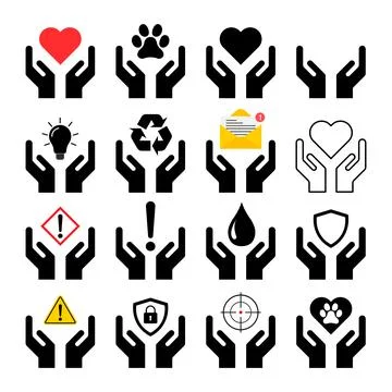 Set of Hope icon, human hand with empty symbol, help graphic design, vector i Stock Illustration