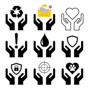 Set of Hope icon, human hand with empty symbol, help graphic design, vector i Stock Illustration