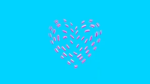 Set of horizontal 4K video. White pink dotted line heart on blue, magenta Stock Footage 306552358