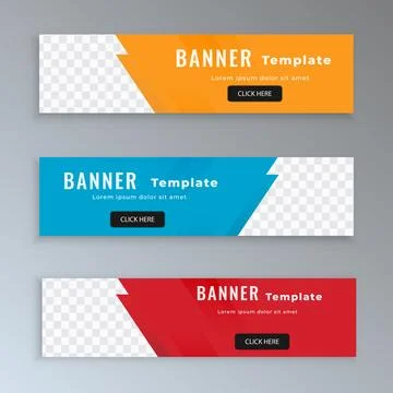Set of horizontal abstract web banner design template background gradients color Stock Illustration