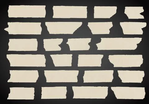 Set of horizontal and different size sticky tape, adhesive pieces. Space for Stock Illustration