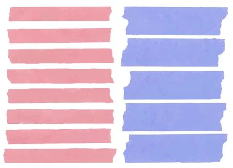 Set of horizontal and different size sticky tape,adhesive pieces, torn paper on Stock Illustration