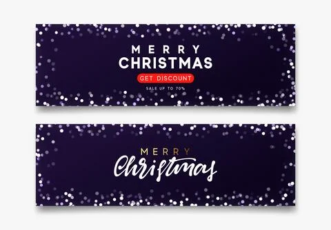 Set of horizontal backgrounds with blur bokeh effect. Christmas banner, pos.. Illustrazione stock
