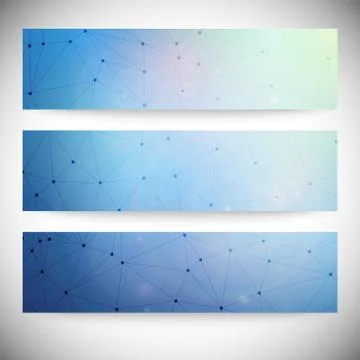 Set of horizontal banners. Abstract blue background vector illustration Stock Illustration