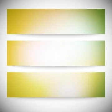 Set of horizontal banners. Abstract multicolored defocused lights background Stock Illustration