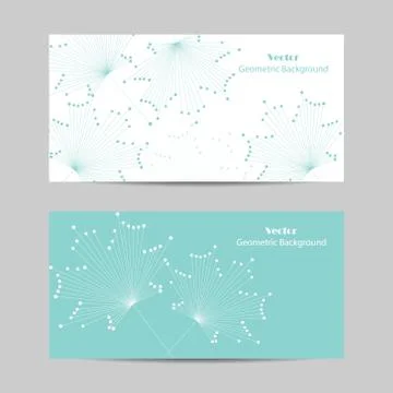 Set of horizontal banners. Abstract vector maple leaves made of connected lines Stock Illustration