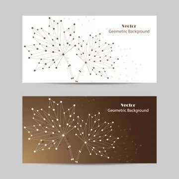 Set of horizontal banners. Abstract vector maple leaves made of connected lines Stock Illustration