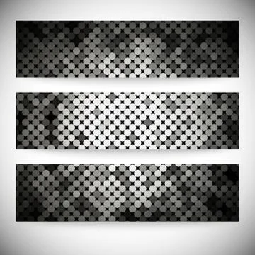 Set of horizontal banners. Background vector with shiny silver paillettes Stockillustratie